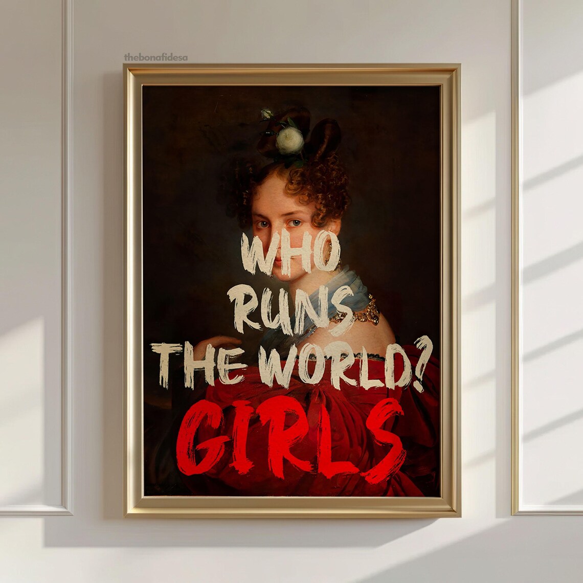 Who Runs The World Girls Feminist Pop Art Vintage Portrait Poster
