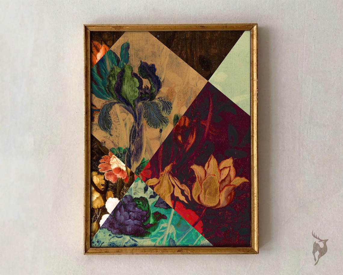Maximalist Flower Gallery Art Print, Moody Vintage