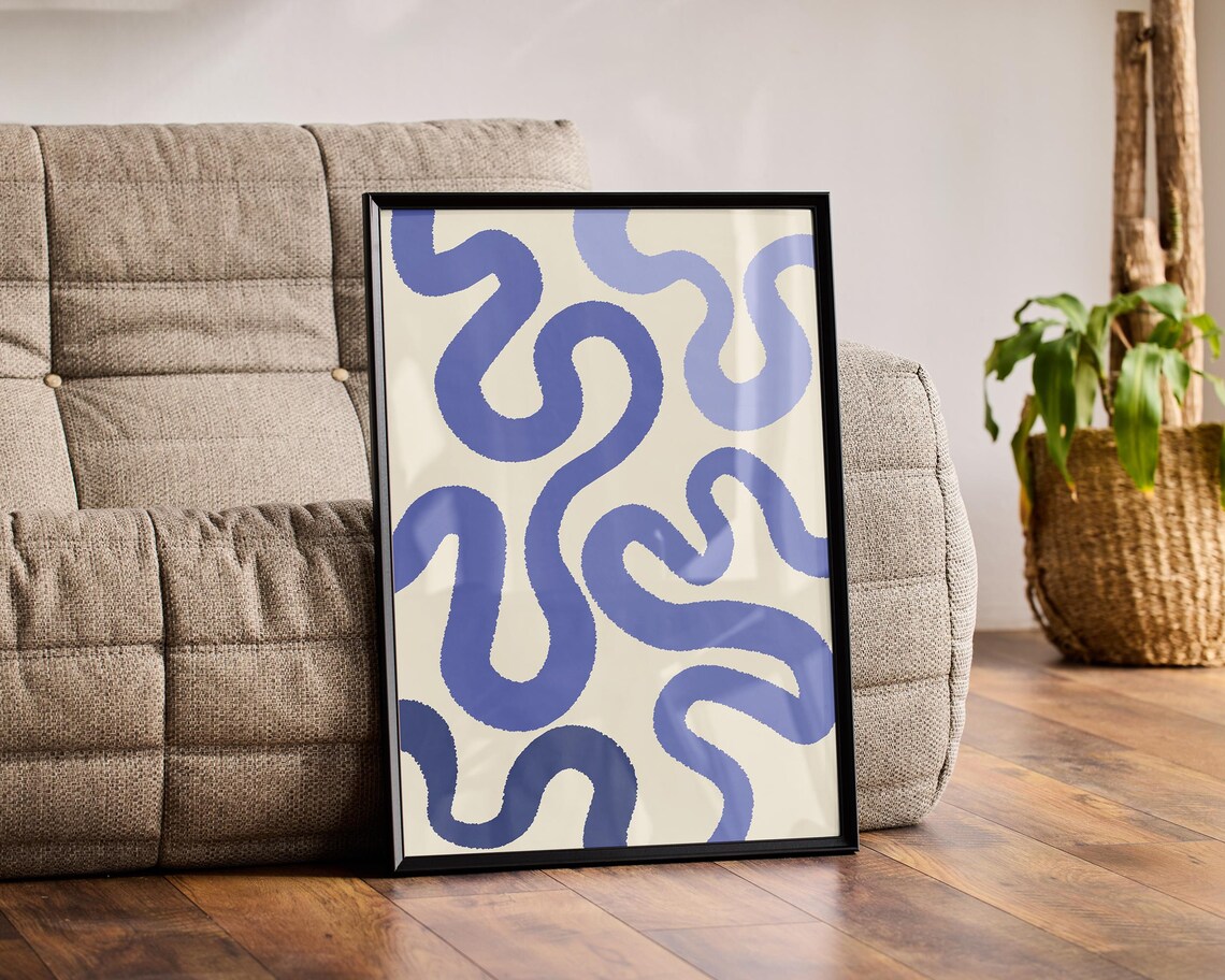 Blue Abstract Wall Art, Matisse Inspired Boho - Image 4