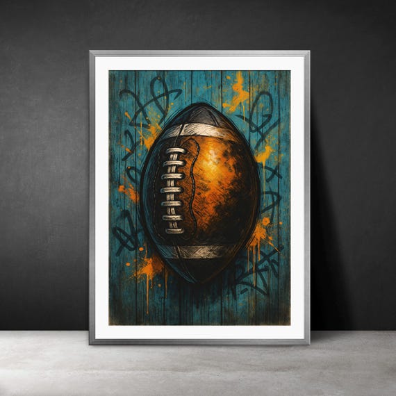 Graffiti Football Wall Art Neon Streetart Sports Print Game Room Poster Instant