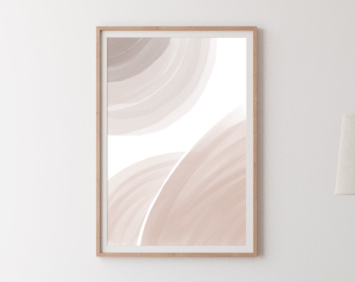 Beige Gray Soft Brushstroke Curves Neutral Abstract Minimalist Poster - Image 3