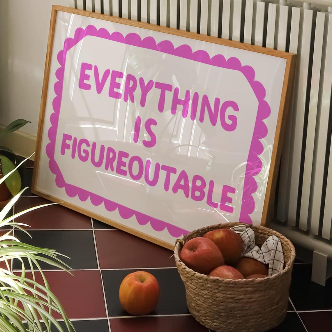 Inspirational Pink Office Print Everything Is Figureoutable Motivational Wall Art Instant