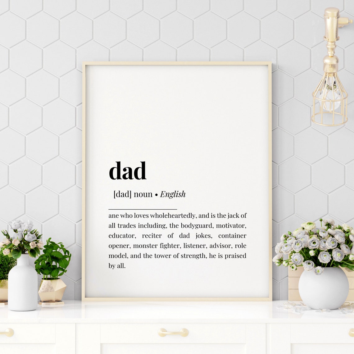 Dad Dictionary Definition Sentimental Heartfelt Fathers Gift Poster