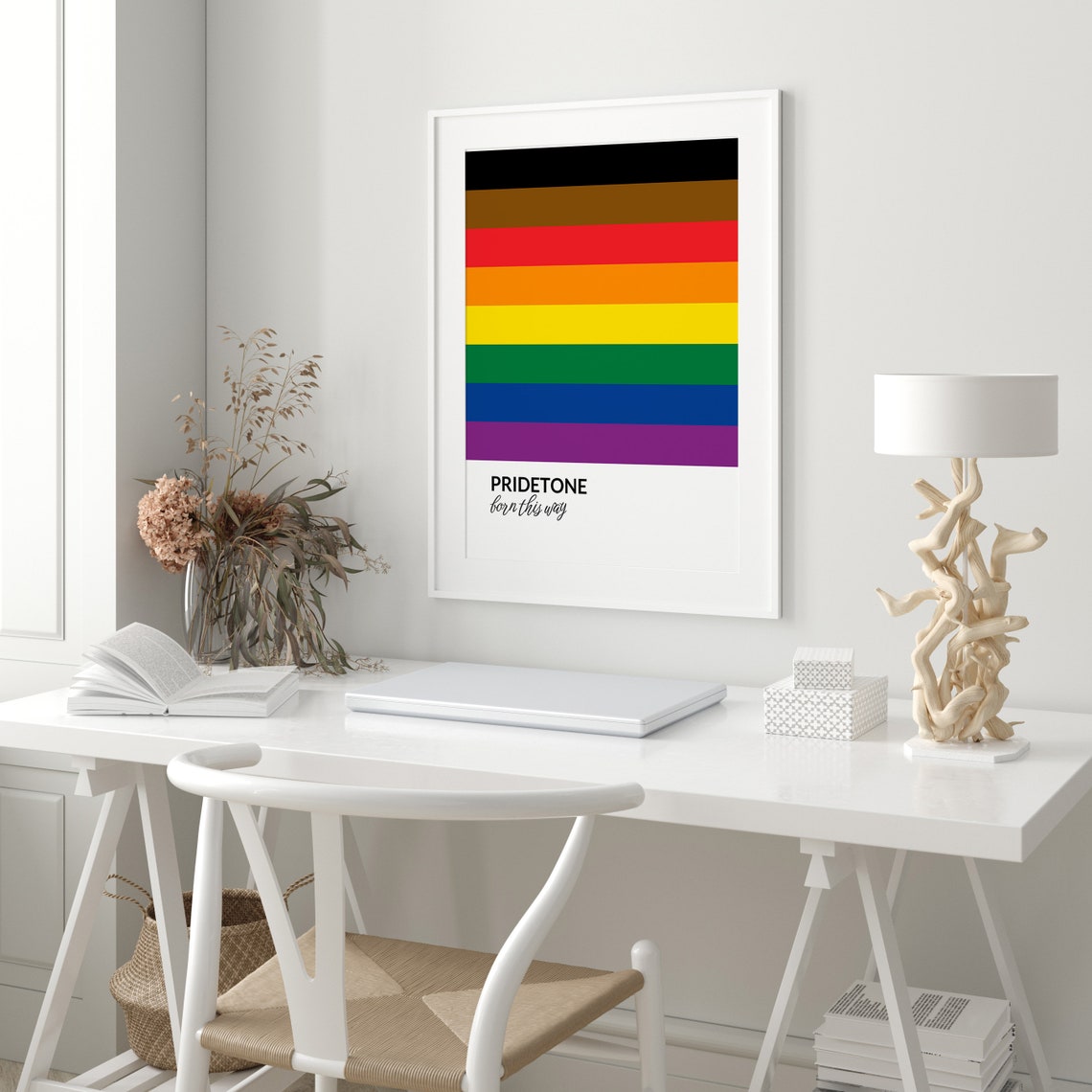 PRIDETONE Born This Way Inclusive Rainbow Pride Flag Art Poster - Image 2