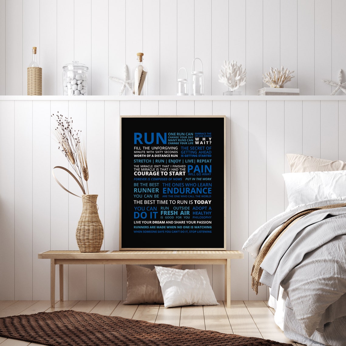 Blue Run Runner Manifesto Typographic Motivation Wall Decor Poster - Image 3