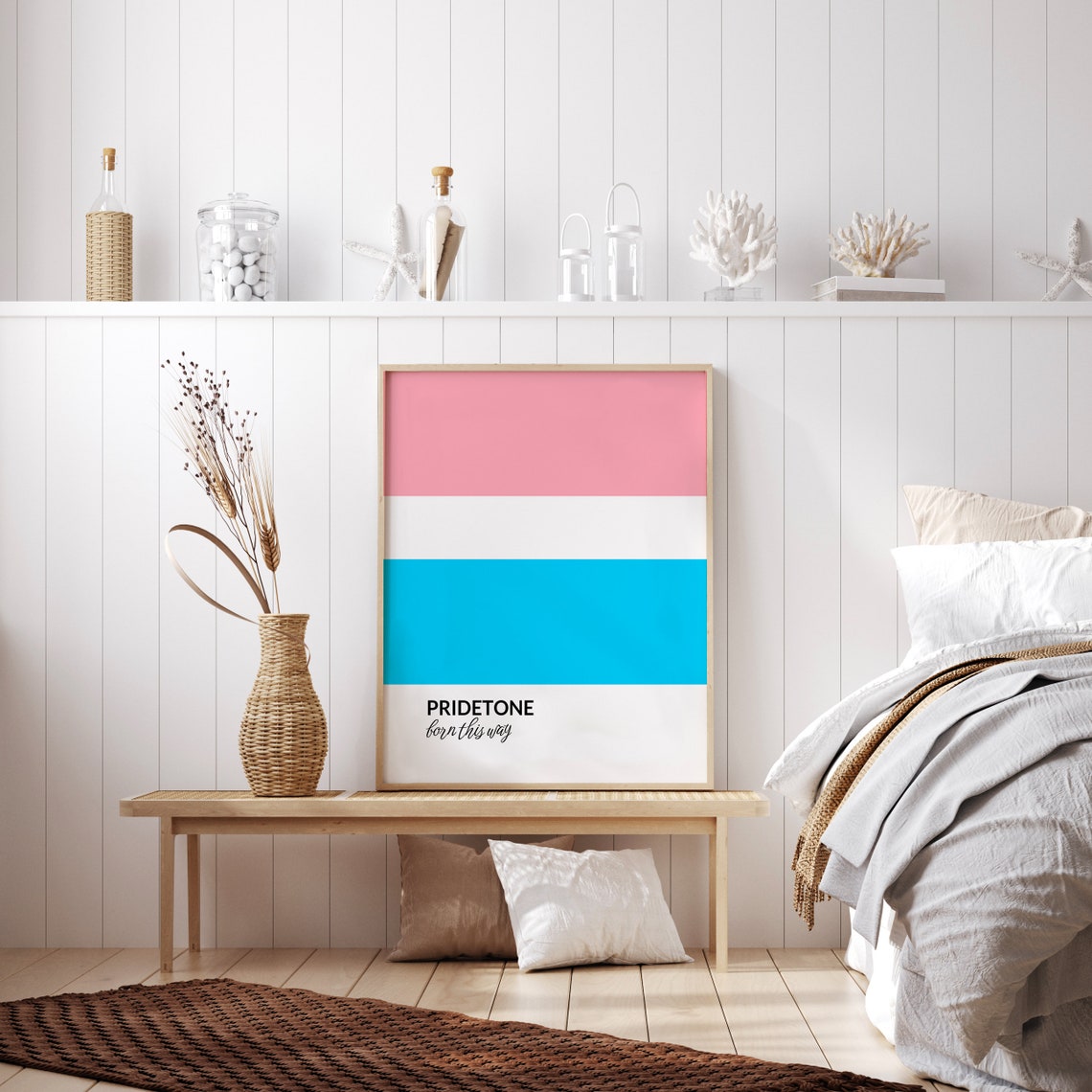 PRIDETONE Born This Way Transgender Pride Flag Color Block Poster - Image 2