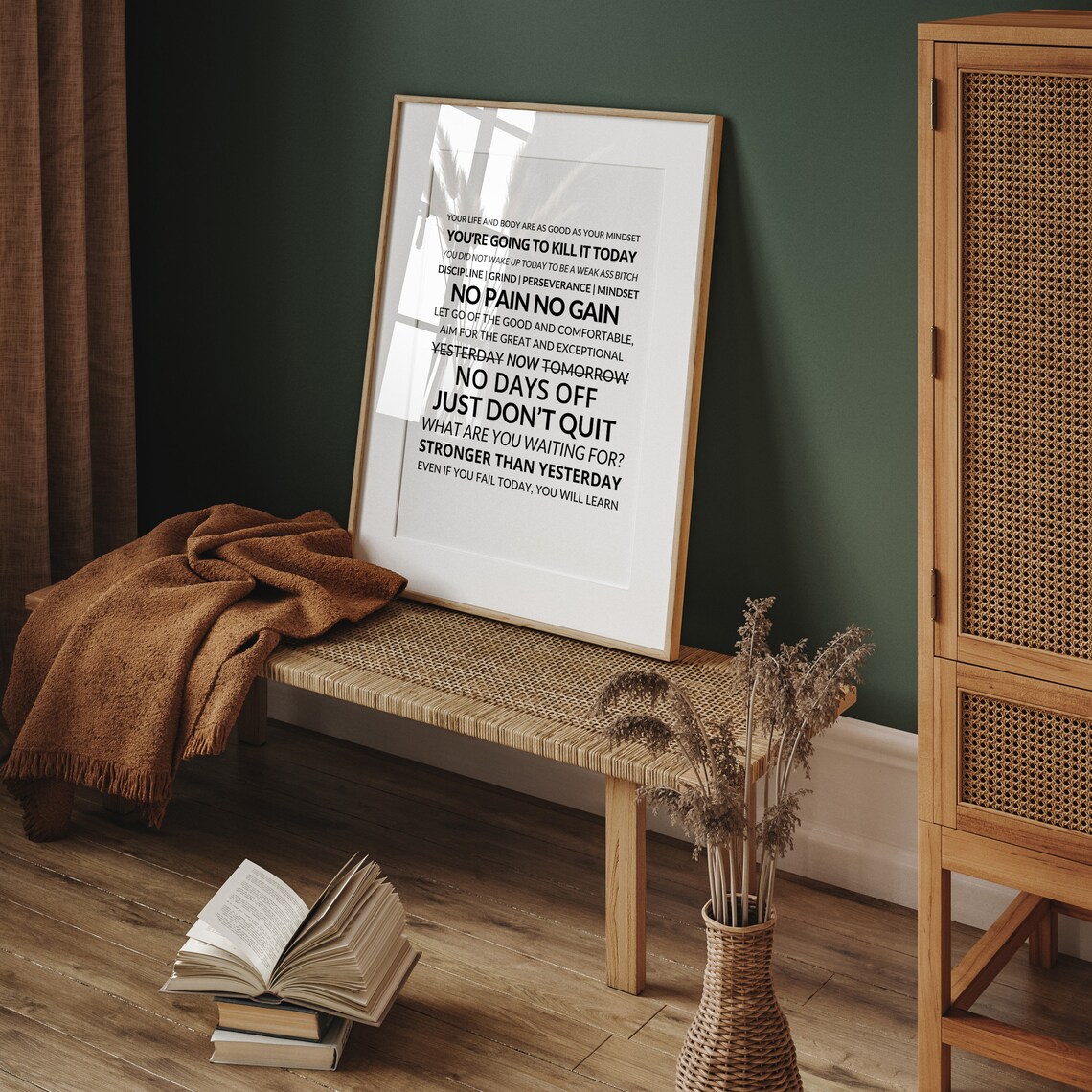 Gym Affirmations Collage No Pain No Gain Mindset Quote Poster - Image 2