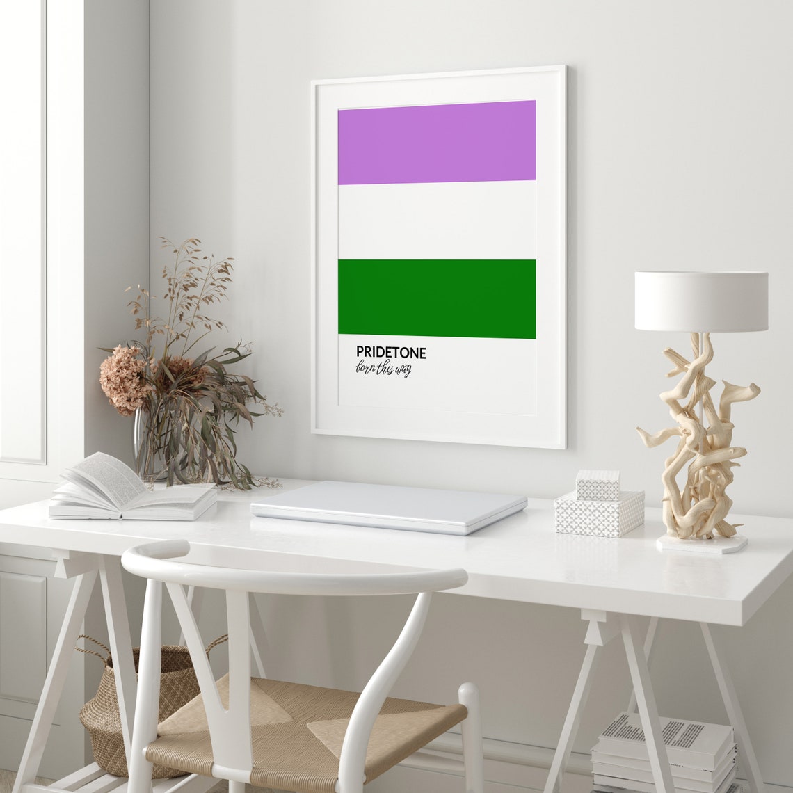 PRIDETONE Born This Way Genderqueer Pride Flag Color Block Poster - Image 3