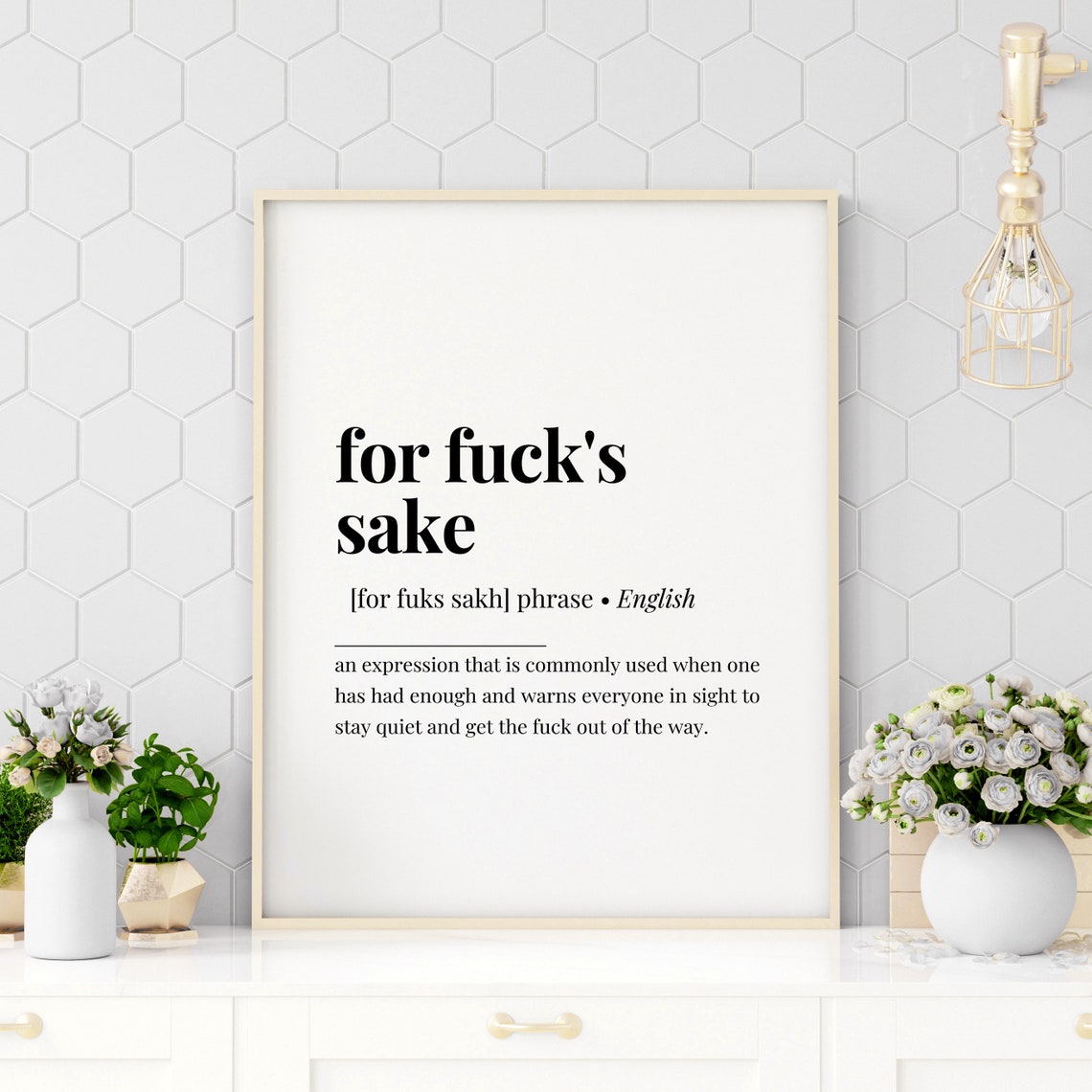 For Fuck's Sake Funny Definition Office Humor Typography Poster