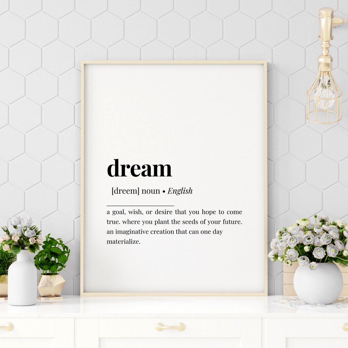 Dream Definition Motivational Goals Dictionary Quote Poster Art