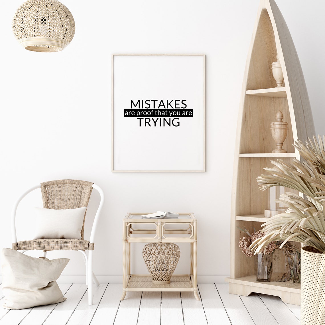 Mistakes Are Proof That You Are Trying Quote Poster Black Bar Design - Image 2