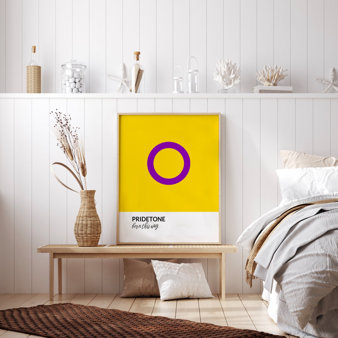 PRIDETONE Born This Way Intersex Pride Flag Circle Graphic Poster - Image 2
