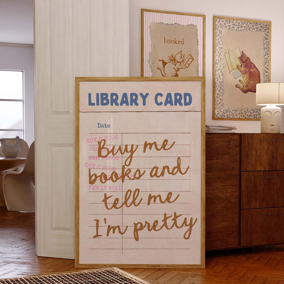 Buy Me Books and Tell Me I'm Pretty Script Library Card Poster