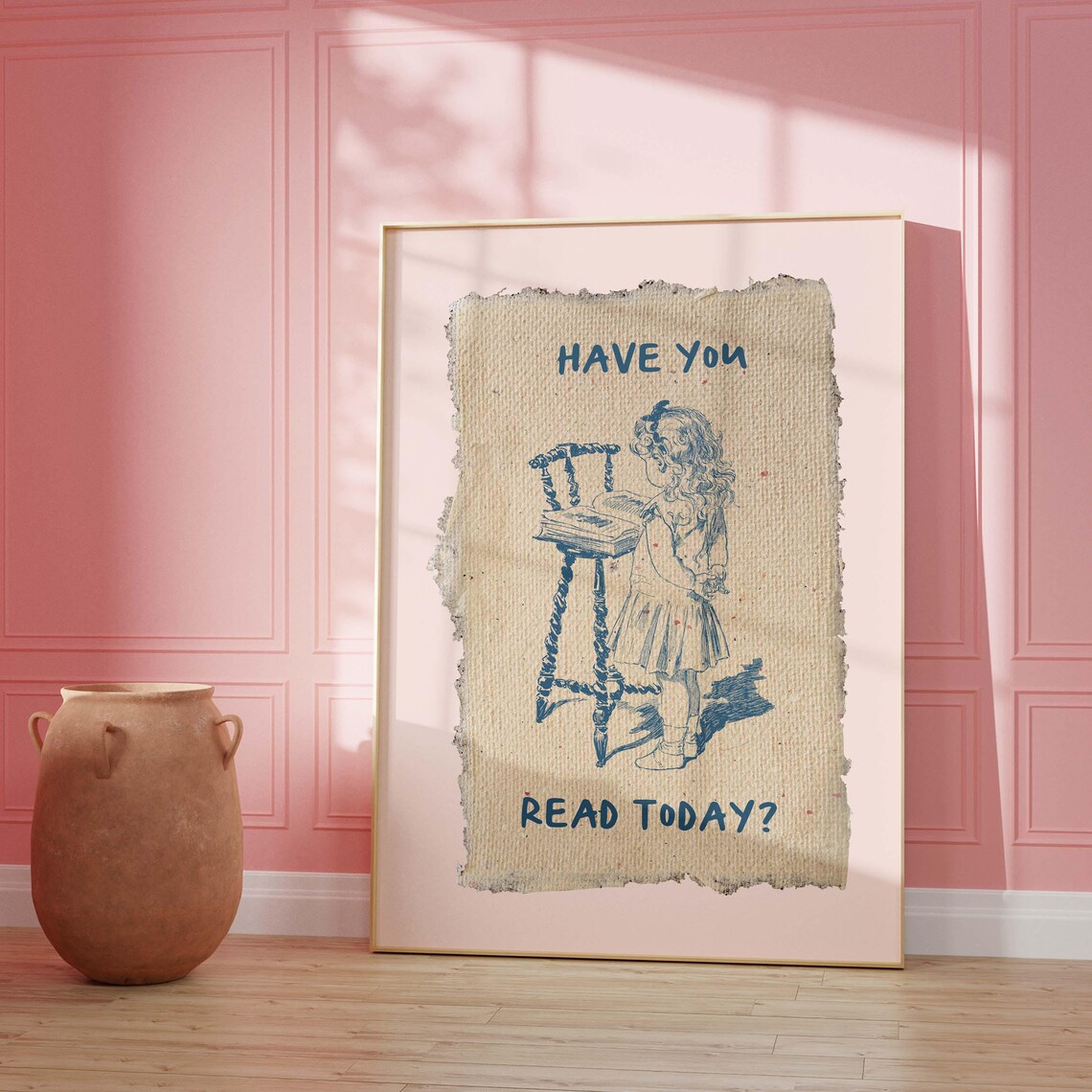 Have You Read Today Vintage Girl Reading Classroom Art Poster - Image 2