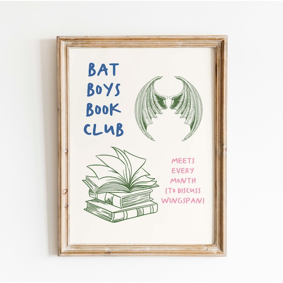 Bat Boys Book Club, Bookish Fantasy Reader Art Print