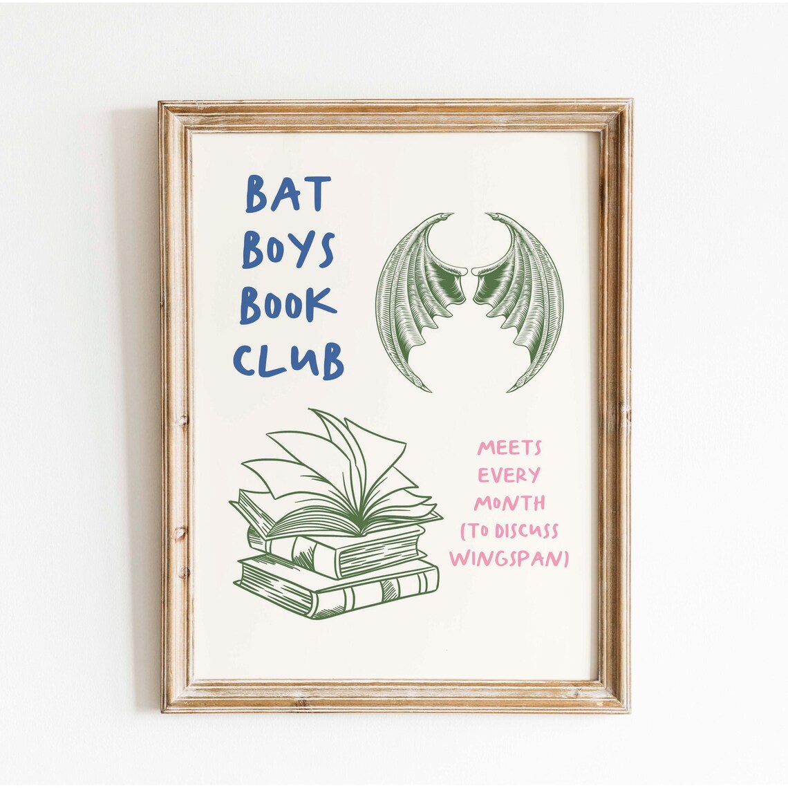 Bat Boys Book Club, Bookish Fantasy Reader Art Print
