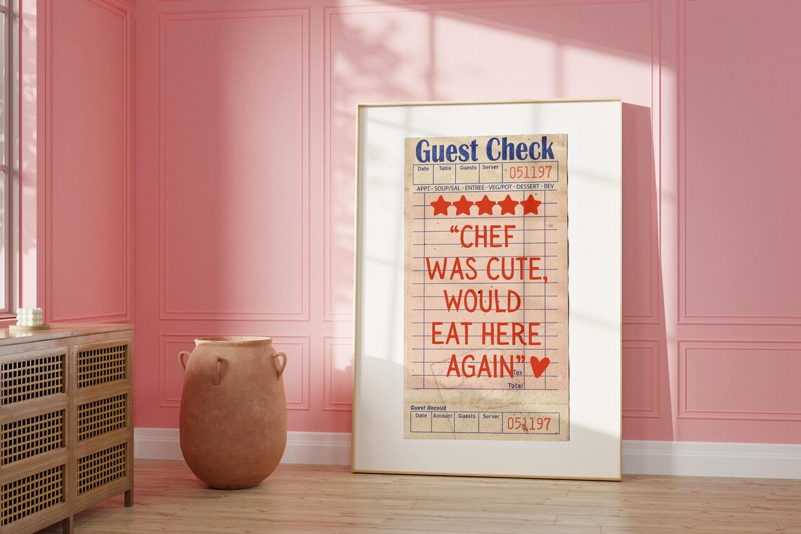 Guest Check Chef Was Cute Funny Kitchen Wall Art - Image 3