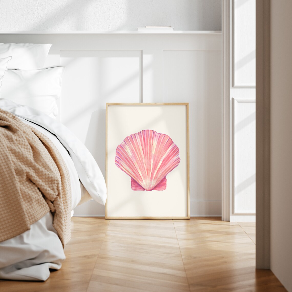 Pink Seashell Art Print, Minimalist Coastal Decor - Image 3