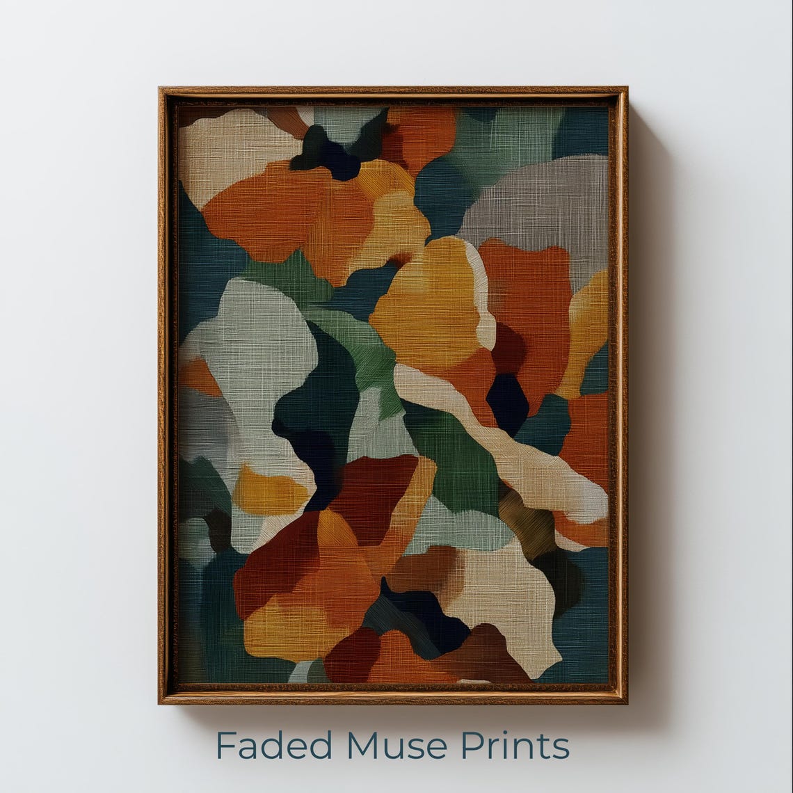 Midcentury Modern Abstract Floral Textured Canvas Style Poster