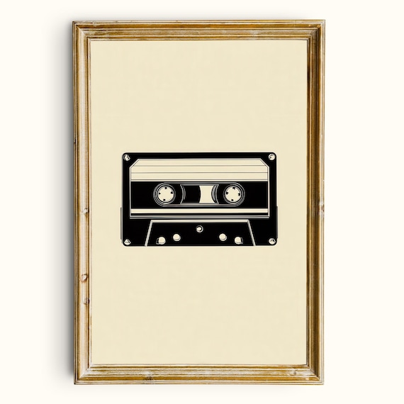 Retro Cassette Tape Print 80s Music Wall Art Digital Download