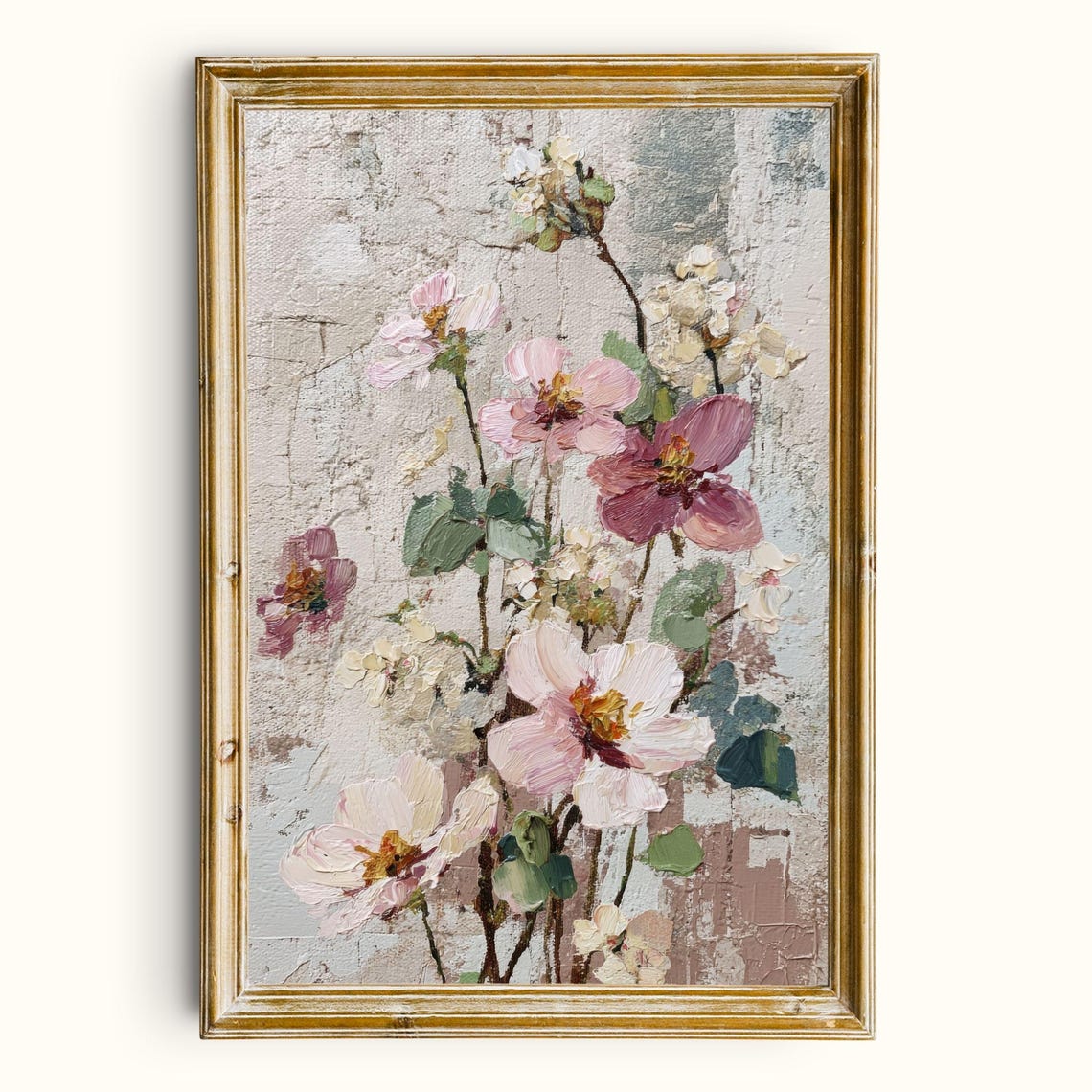 Soft Pink Floral Print Painterly Botanical Wall Art Digital Download