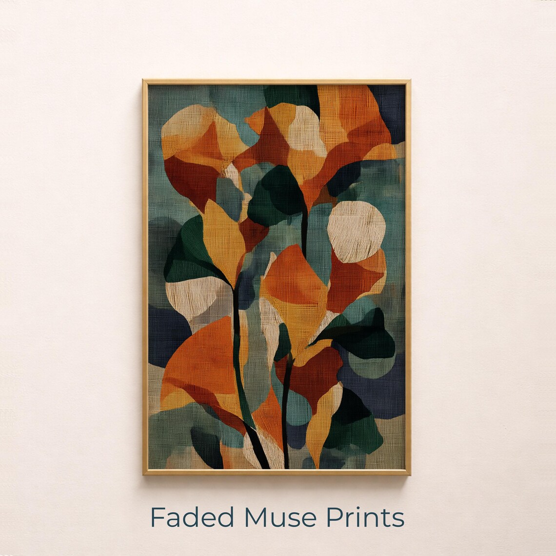 Abstract Floral Bouquet Art Print, Midcentury Modern