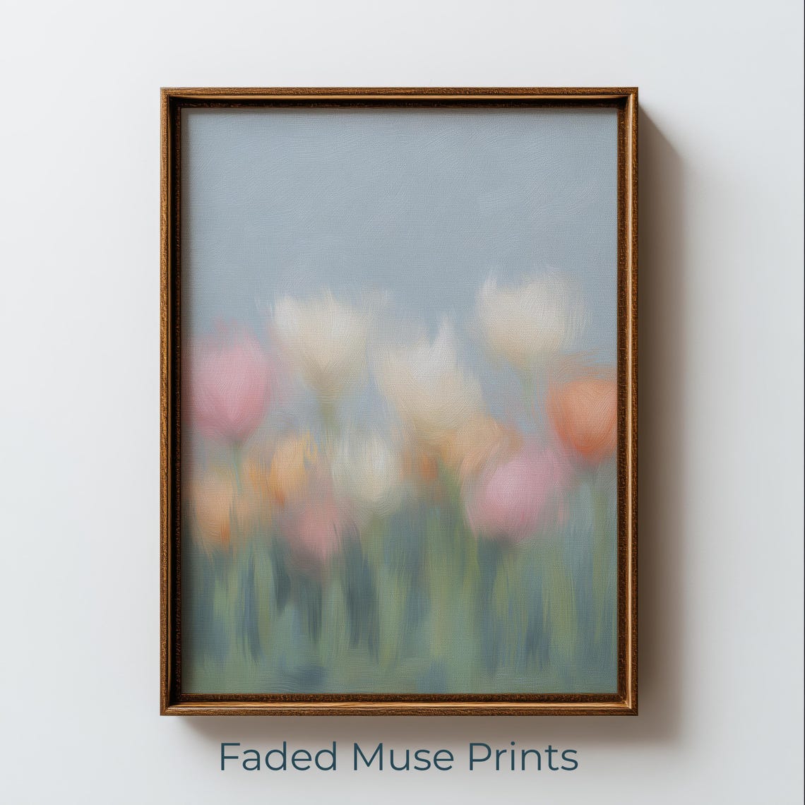 Impressionistic Tulip Blooms Soft Pastel Dreamy Floral Art Poster