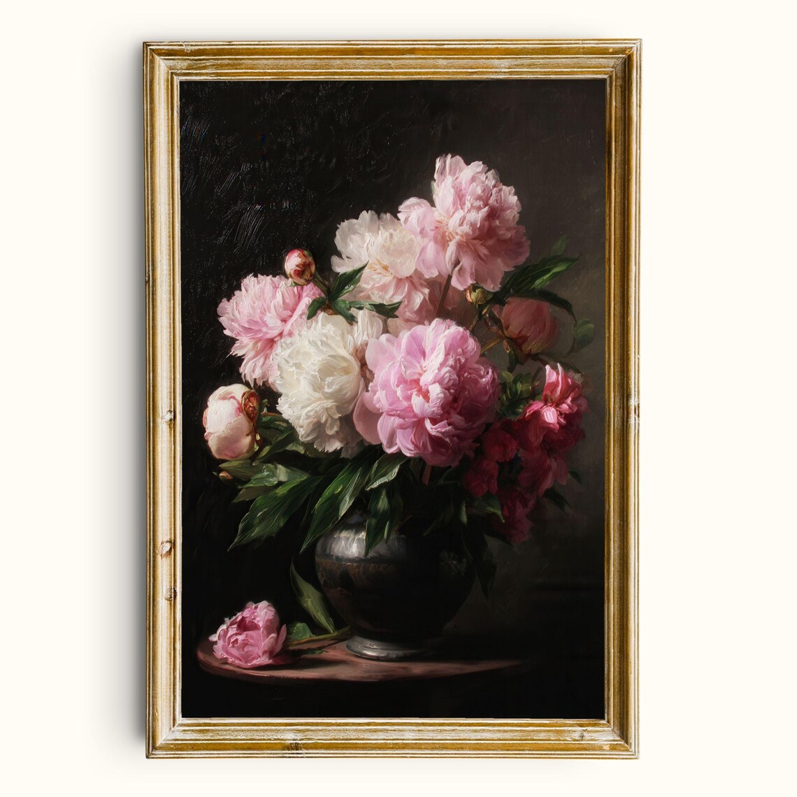Moody Pink Peony Print Vintage Floral Still Life Pdf Files