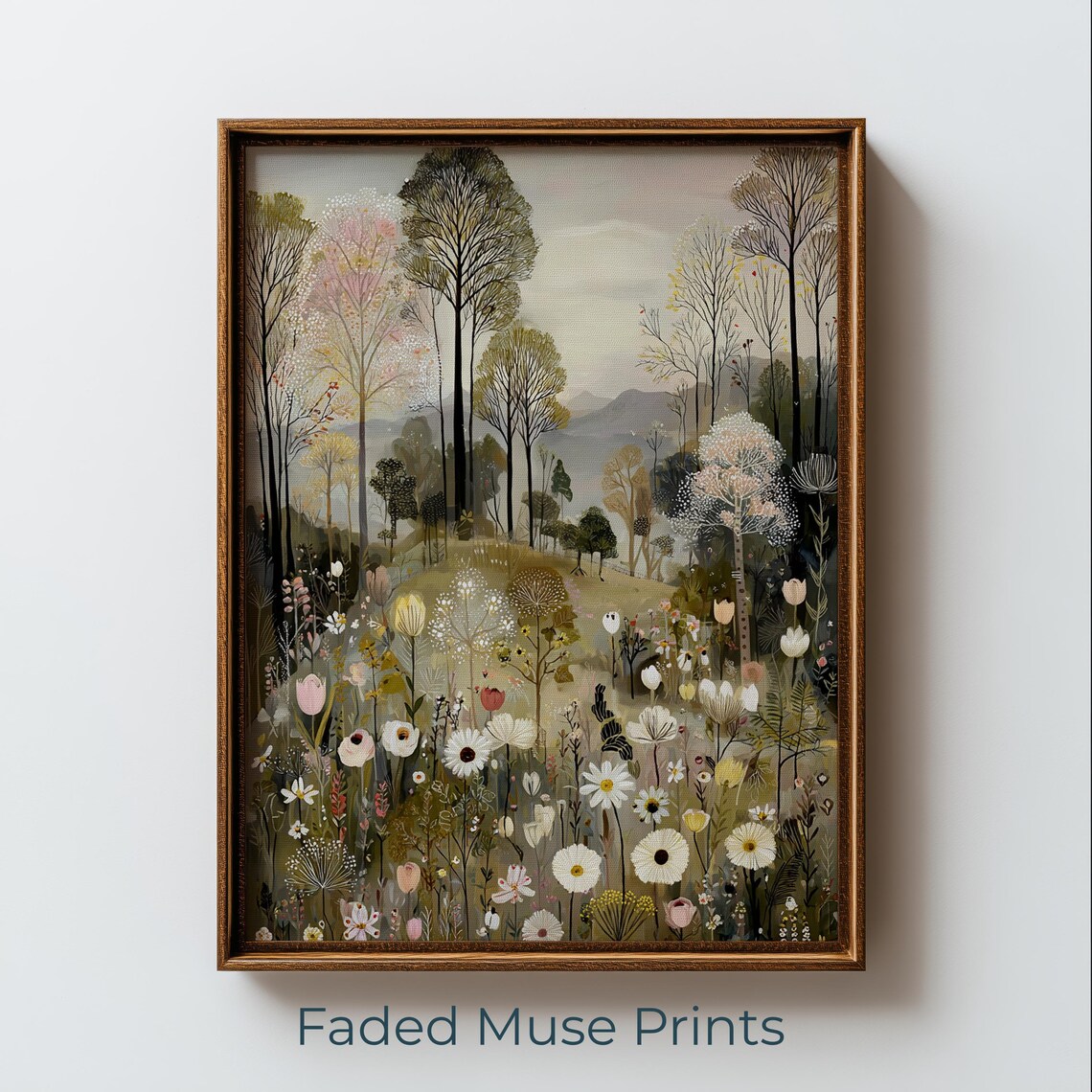 Tranquil Wildflower Meadow English Garden Landscape Wall Art