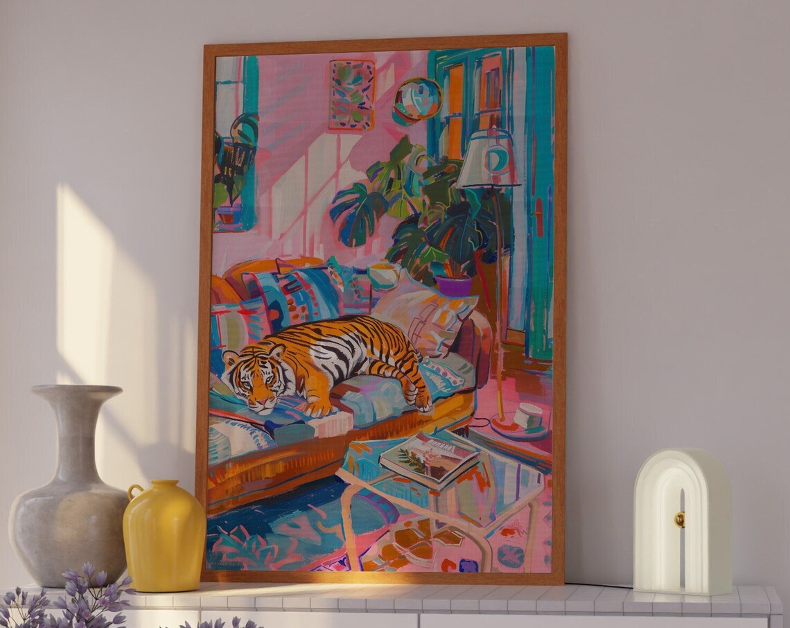 Tiger Poster, Maximalist Pink Aesthetic Art Print - Image 5