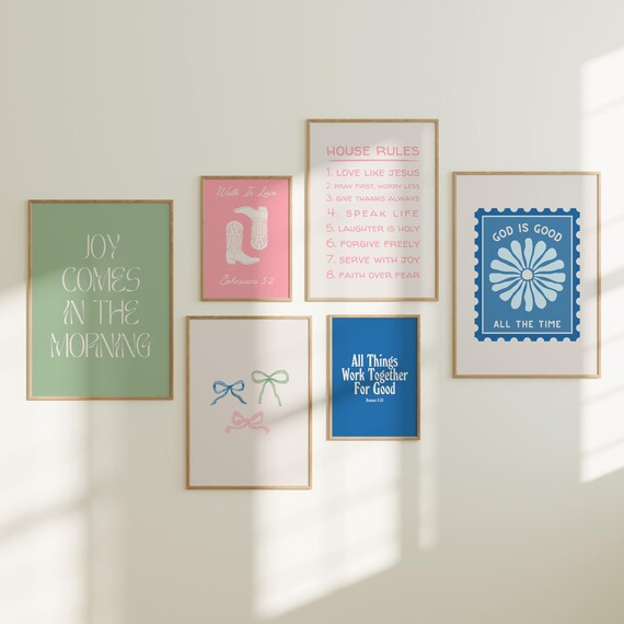 Christian Scripture Bundle 6 Piece Coquette Gallery Decor Poster