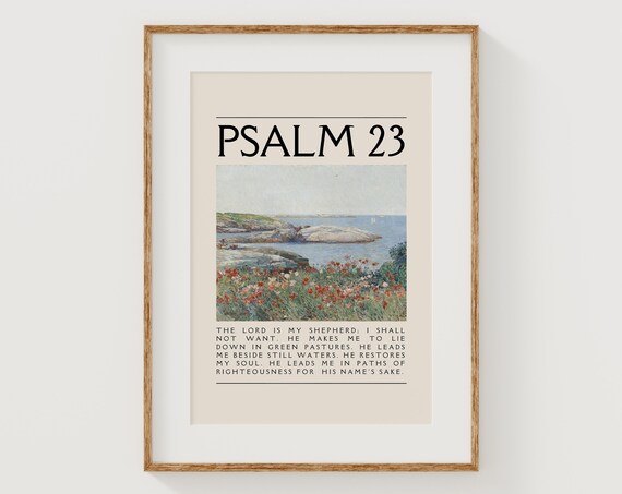 Psalm 23 The Lord Is My Shepherd Impressionist Coastal Landscape Poster