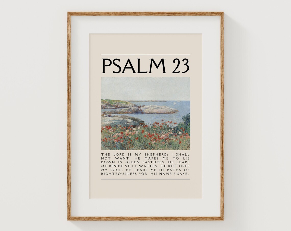 Psalm 23 The Lord Is My Shepherd Impressionist Coastal Landscape Poster