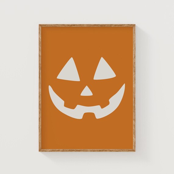 Jack O Lantern Pumpkin Face Icon Burnt Orange Halloween Poster