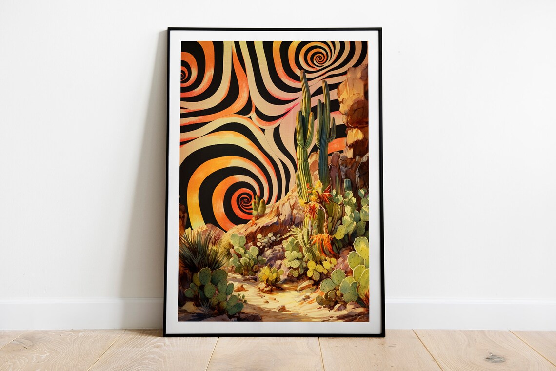 Trippy Desert Psychedelic Vintage Art Print