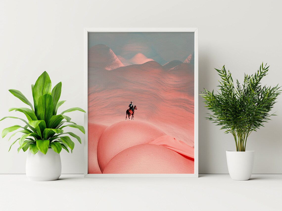 Booty Art Collage Cowboy Landscape Poster - Image 3