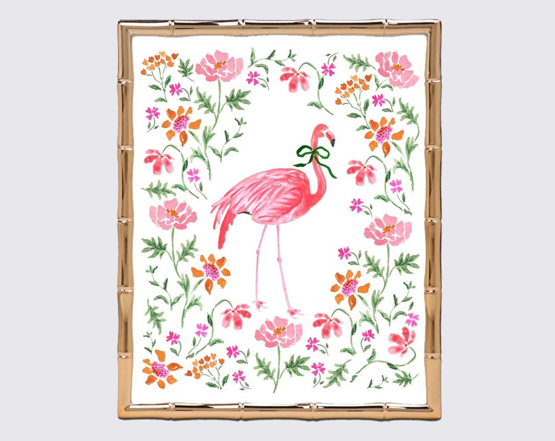 Flamingo Grand Millennial Chinoiserie Art Print