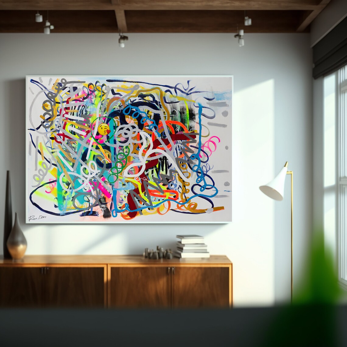 Colorful Abstract Art Print, Maximalist Eclectic Decor