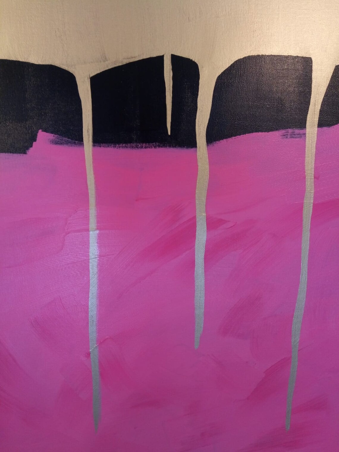 Abstract Oil Painting, Gold and Pink Wall Art Print - Image 2