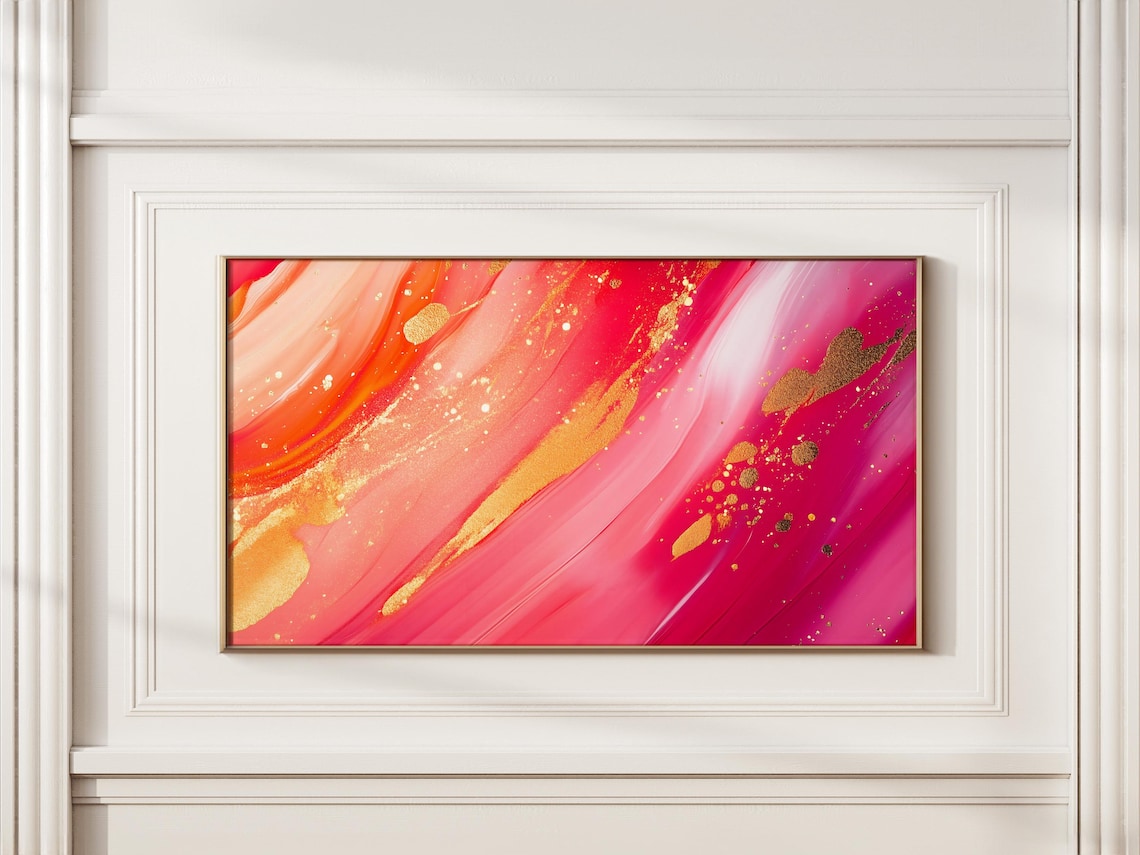 Red Gold Abstract Fluid Marble Swirl Painting Modern Luxe Decor Poster - Image 4