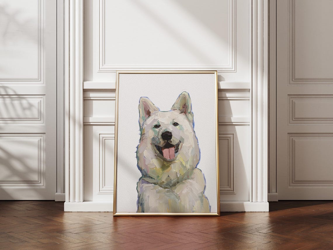 Abstract Watercolor Dog Portrait Cream Tan Modern Pet Wall Art Print - Image 3