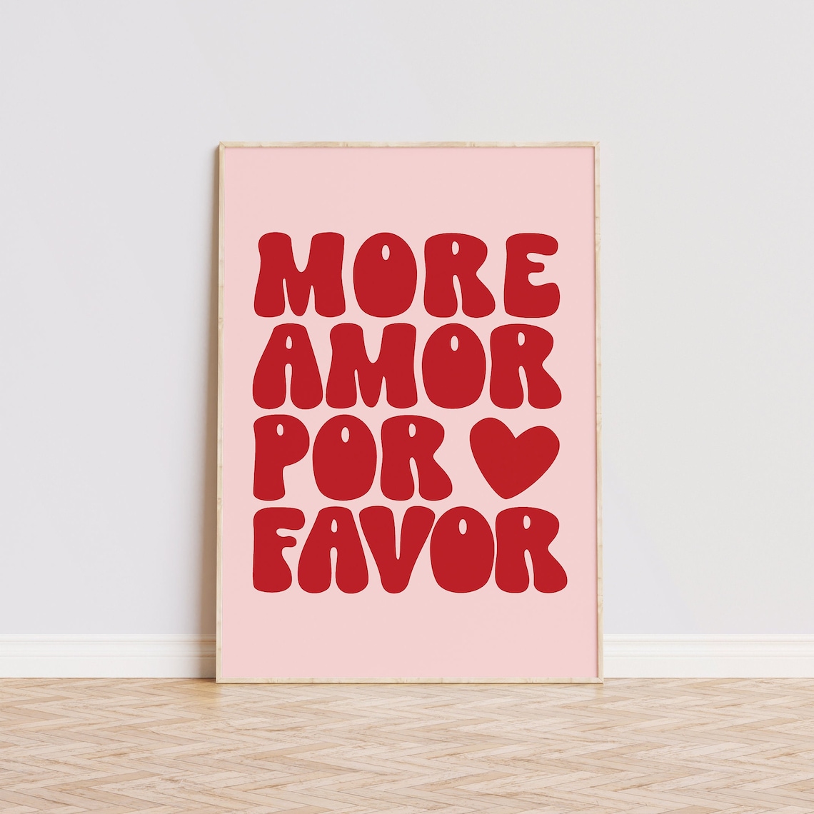 More Amor Por Favor Groovy Red Lettering Love Quote Wall Art - Image 4
