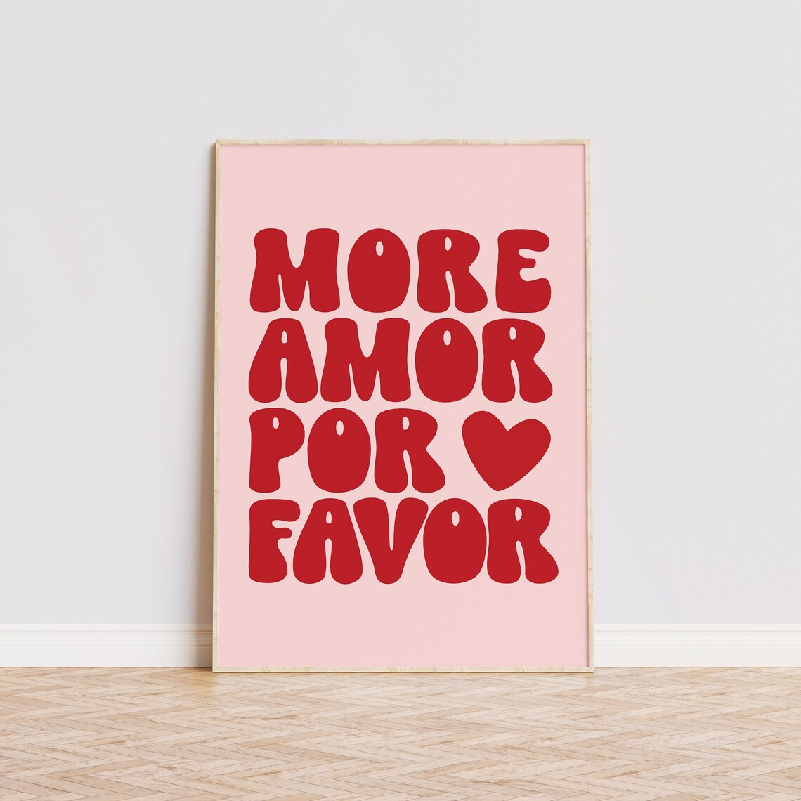 More Amor Por Favor Wall Art Print Dopamine Wall Art Trendy Wall Art Amor Quote Print Preppy Room Deco Danish Room Decor Love Pink Prints - Image 4