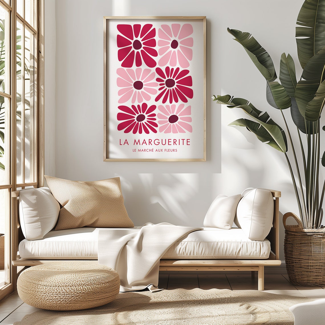 La Marguerite Red Pink Daisy Flower Market Botanical Exhibition Poster - Image 3