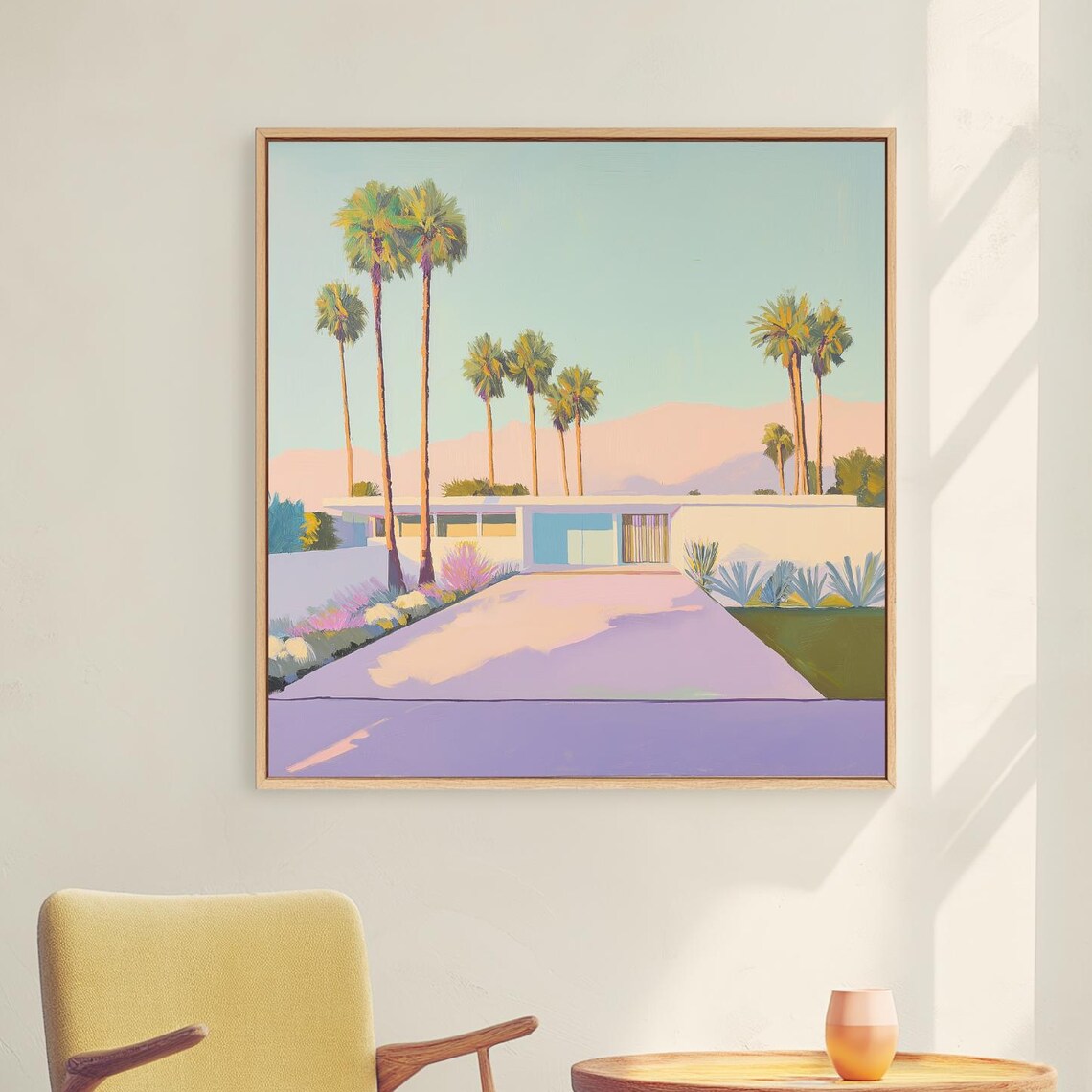 Palm Springs Style House Tall Palm Trees Lavender Drive Wall Art
