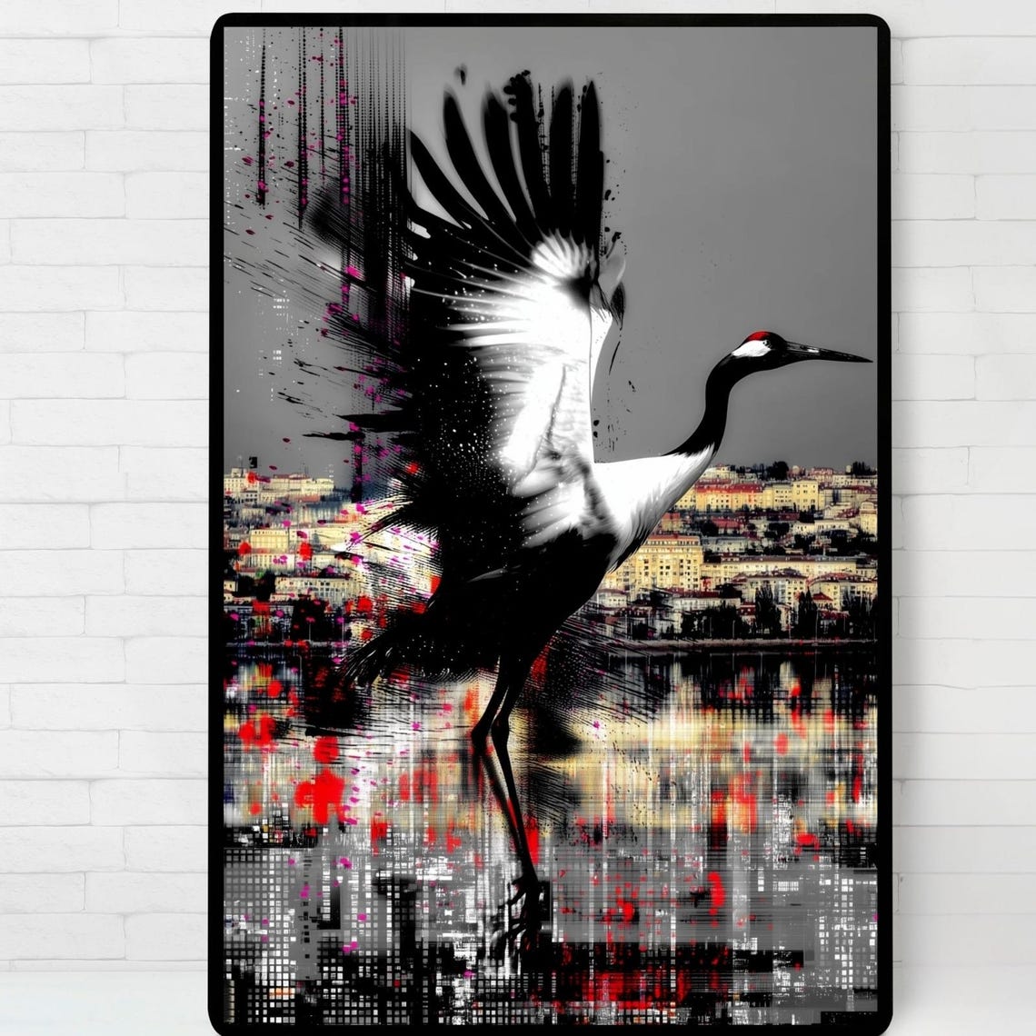 Crane Dance Poster Illustration Print Wall Art Instant