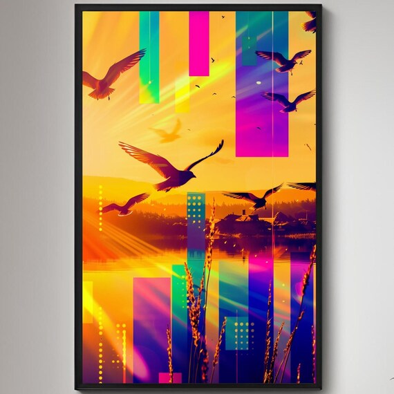 Golden Reflections Landscape Print Minimalist Pop Art