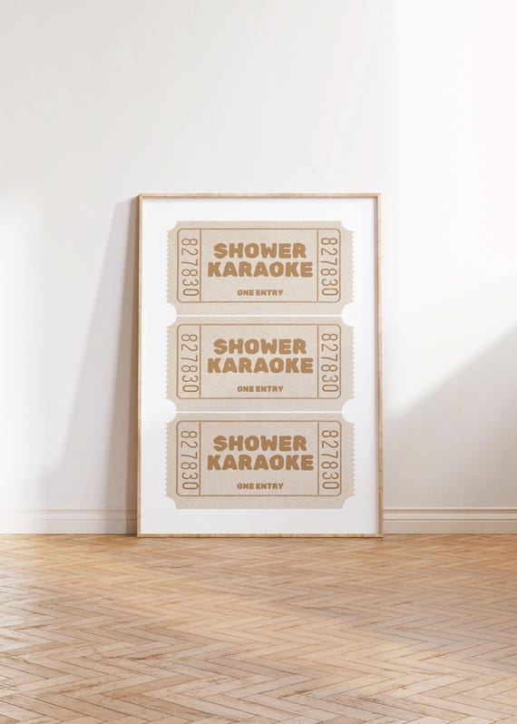 Physical Poster Shower Karaoke Ticket Wall Art Funny Beige White Bathroom Unique Singing Dcor For Home Gifts