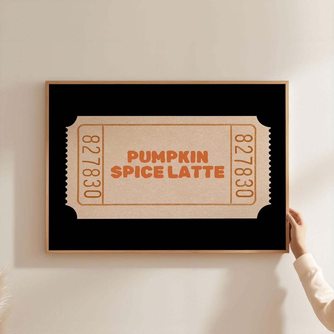 Pumpkin Spice Latte Ticket Stub Orange Retro Fall Kitchen Poster