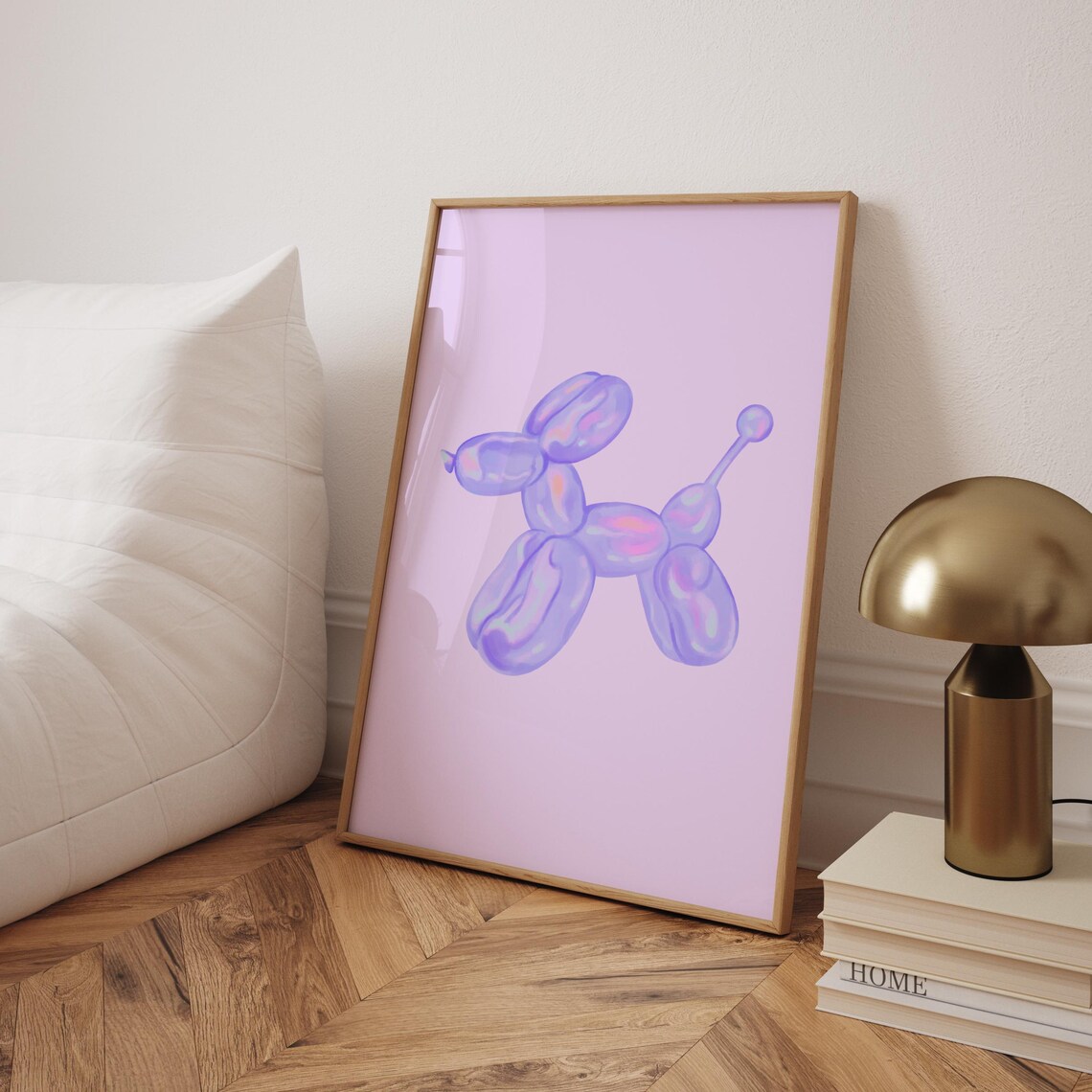 Purple Iridescent Balloon Dog Minimalist Retro Dorm Wall Art